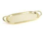 Altın Oval Kulplu Metal Tepsi 48x21cm