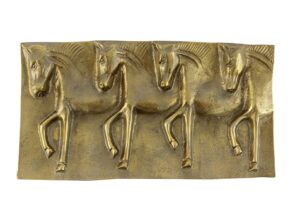 Antik Gold Horse Metal Dikdörtgen Duvar Dekoru 50x27x5cm