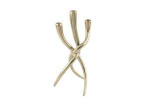 Antik Gold Metal 3lü Mumluk 17x37cm