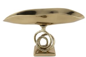 Antik Gold Metal Ayaklı Oval Kase 51x19x27cm