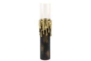 Antik Gold Siyah Camlı Mumluk 13x52cm