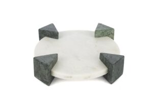 Ayaklı Beyaz Mermer Dekoratif Tepsi 20x6cm
