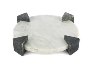 Ayaklı Beyaz Mermer Dekoratif Tepsi 26x6cm