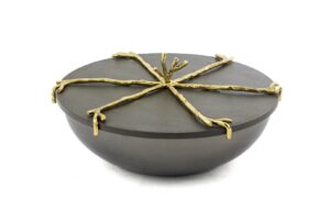 Branch Kapaklı Gold Gri Kase 22x10cm