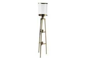 Gold 3 Ayaklı Metal Cam Mumluk 21x103cm