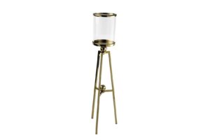 Gold 3 Ayaklı Metal Cam Mumluk 23x89cm