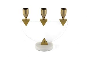 Gold 3lü Cam Şamdan 20x8x17cm