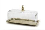 Gold Dikdörtgen Cam Kapaklı Sunumluk 35x17x20cm
