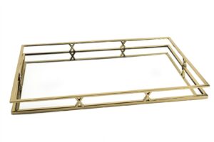 Gold Metal Dik Aynalı Tepsi 56x36x5cm