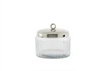 Gümüş Metal Kapaklı Oval Cam Kavanoz 16x12x15cm