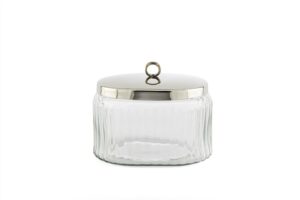 Gümüş Metal Kapaklı Oval Cam Kavanoz 19x13x16cm