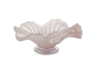 Pembe Cam Kıvrımlı Dek Tabak 30x13cm