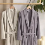 Pia %100 Pamuklu Aile Bornoz Seti / Mürdüm – Taş