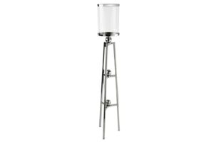Silver 3 Ayaklı Metal Cam Mumluk 21x103cm