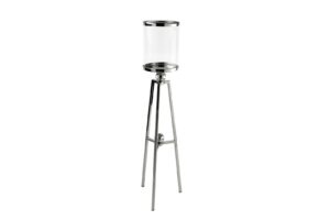 Silver 3 Ayaklı Metal Cam Mumluk 23x89cm
