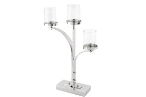 Silver 3 Kollu Metal Cam Mumluk 38x10x55cm