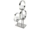 Silver 3lü Halka Metal Cam Mumluk 46x16x64cm