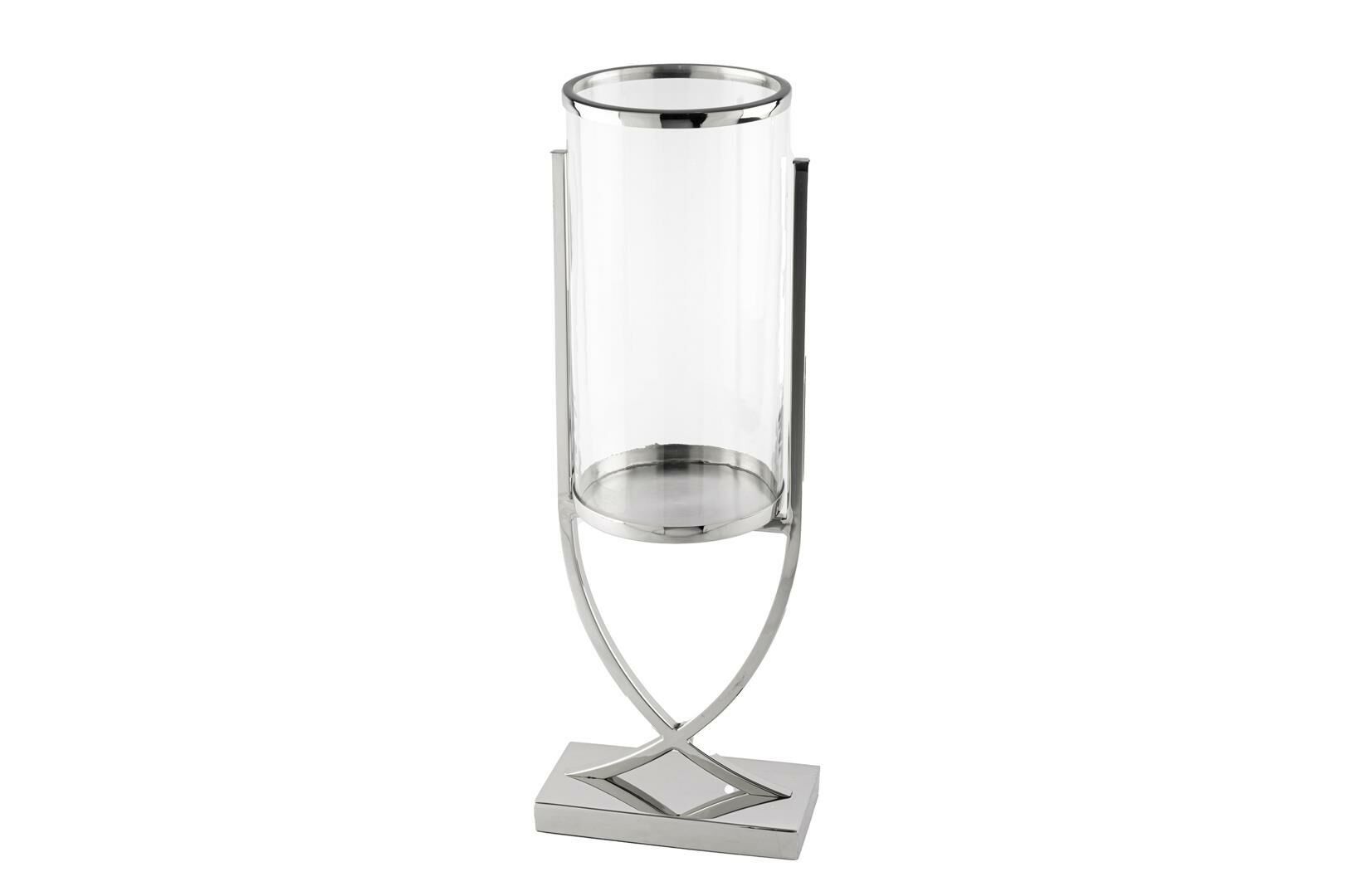 Silver X Ayaklı Metal Cam Mumluk 16x21x58cm