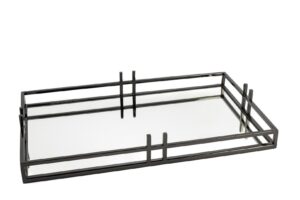 Siyah Metal Aynalı Tepsi 50x30x7cm