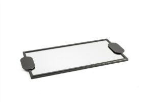 Siyah Metal Dik Camlı Tepsi 44x20x2cm