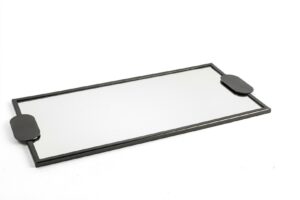 Siyah Metal Dik Camlı Tepsi 54x25x2cm