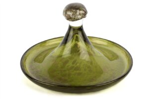 Yeşil Gold Simli Cam Dek Tabak 36x21cm