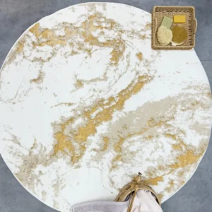 Veronica Yuvarlak 120x120cm Paspas – Halı / Ekru Latte