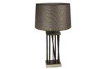 Antik Bronz Ayaklı Kahverengi Abajur 45x92cm