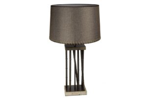 Antik Bronz Ayaklı Kahverengi Abajur 45x92cm