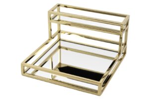 Gold Metal 2 Katlı Aynalı Sunum Tepsisi 30x30x17cm