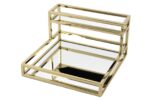 Gold Metal 2 Katlı Aynalı Sunum Tepsisi 30x30x17cm