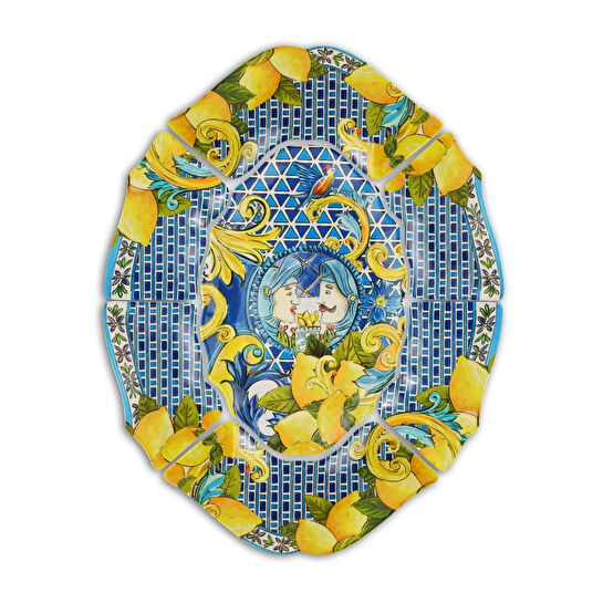 Baci Milano Sicily 7 Parça Melamin Meze Tabağı Mavi Limon