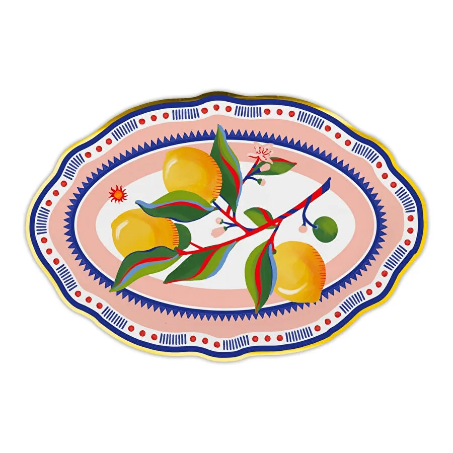 Baci Milano Dolce Vita Oval Tabak 21 cm porselen limon desenli - Bursa