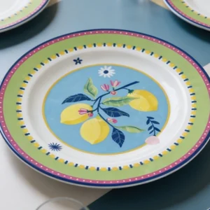Bacı Mılano Mamma Mıa 6’lı Limon Desenli Yemek Tabağı 28 Cm