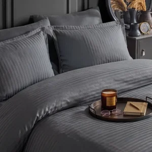 Zebra Casa Bonny Çizgili Saten Nevresim Takım Gri