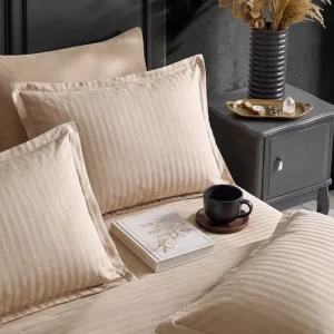 Zebra Casa Bonny Çizgili Saten Nevresim Takım Somon