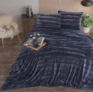 Zebra Casa Cozy Battaniye Takımı Lacivert Tek Kişilik