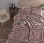 Zebra Casa Cozy Battaniye Takımı Pudra Tek Kişilik