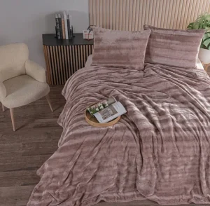 Zebra Casa Cozy Battaniye Takımı Pudra Tek Kişilik