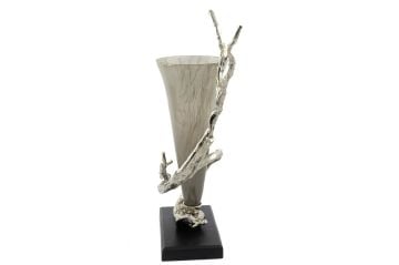 Mikasa Moor Curly Gümüş Metalli Cam Vazo 26x14x57 cm - Mikasa Moor, Bursa