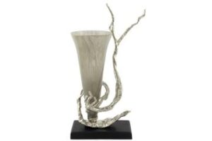 Mikasa Moor Curly Gümüş Metalli Cam Vazo 26x14x57 Cm P019 393403