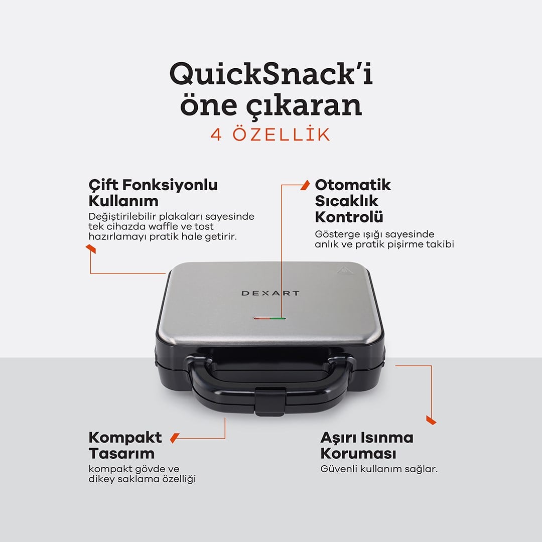 Dexart QuickSnack Waffle ve Tost Makinesi K-803 - Dexart, Bursa