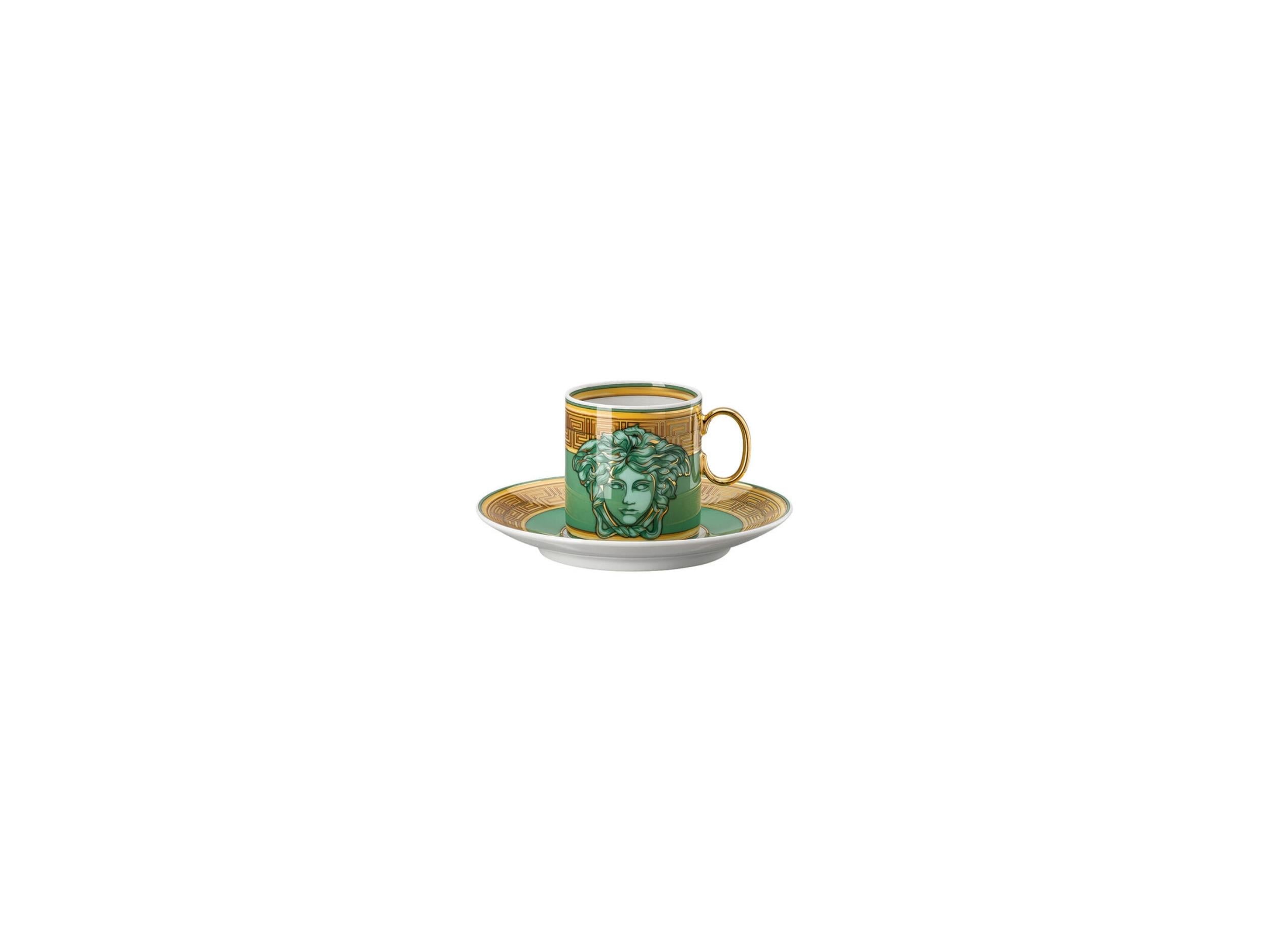 Versace Medusa Amplified Green Coin espresso fincan ve tabak