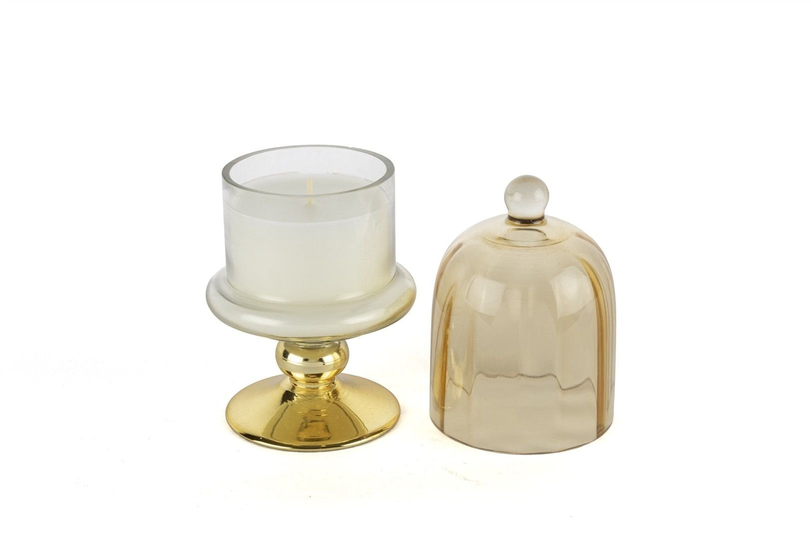 Mikasa Moor Gold Amber Kapaklı Cam Mum Espresso Martini 8x16 cm - Bursa