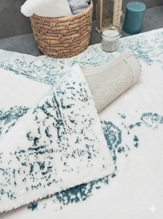 Zebra Casa Karsten 2'li Paspas Takımı Ekru Mavi - Zebra Casa, Bursa