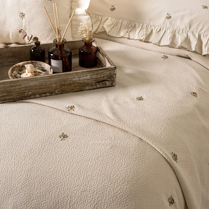 Zebra Casa Lottie Nakışlı Pike Seti Cappuccino - Bursa