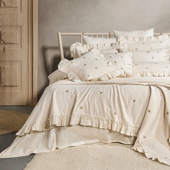 Zebra Casa Lottie Nakışlı Pike Seti Cappuccino - Bursa