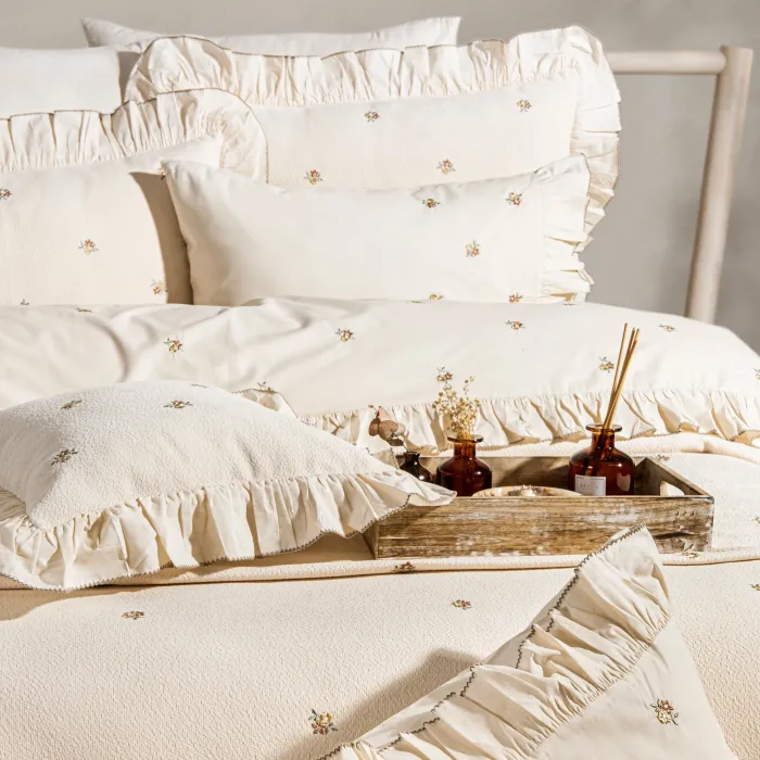 Zebra Casa Lottie Nakışlı Pike Seti Cappuccino - Bursa