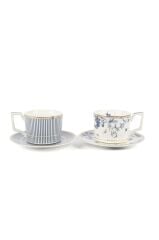 Mikasa Moor P380.135338 Fili E Fiori Mavi Beyaz 2li Kahve Fincanı 90cc