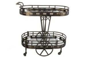 Mikasa Moor P317.127579 Antik Bronz Oval Çelik Servis Arabası 82x44x90cm